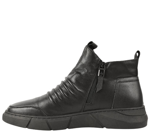 Ghete casual, barbati, MELS, 5028 negru, piele naturala