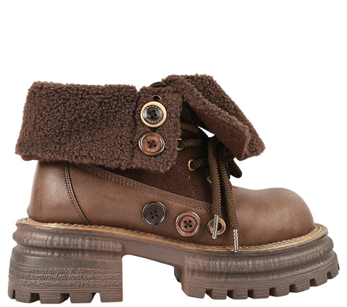 Ghete casual, dama, FEELING, 8808 maro, piele naturala