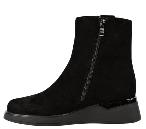 Ghete elegante, dama, FEELING, H1102-8557 negru, piele intoarsa