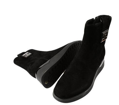 Ghete elegante, dama, FEELING, H1102-8557 negru, piele intoarsa