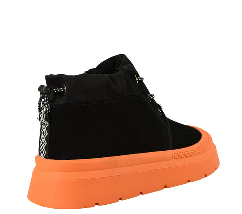 Ghete casual, dama, FEELING, UG-1 negru portocaliu, piele intoarsa