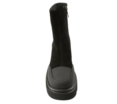 Ghete casual, dama, PASS COLLECTION, M470017A negru, piele naturala