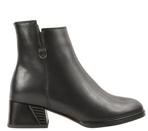 Ghete casual, dama, PASS COLLECTION, C5653-V1891-Z007 negru, piele naturala, cu toc