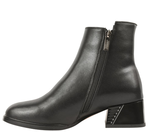 Ghete casual, dama, PASS COLLECTION, C5653-V1891-Z007 negru, piele naturala, cu toc