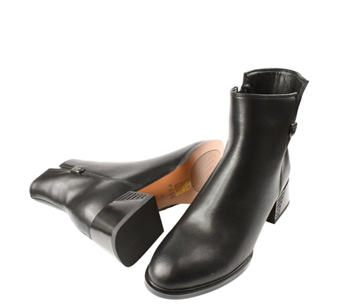 Ghete casual, dama, PASS COLLECTION, C5653-V1891-Z007 negru, piele naturala, cu toc