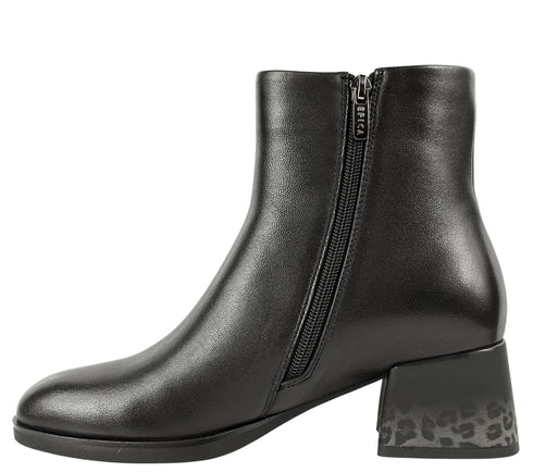 Ghete elegante, dama, EPICA, JI70034B negru, piele naturala, cu toc