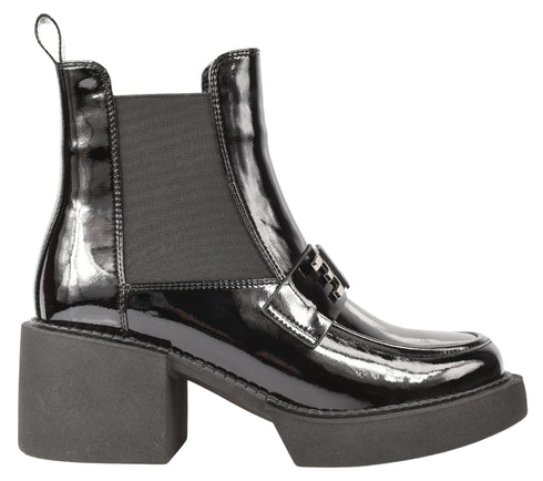 Ghete elegante, dama, EPICA, K350074 negru, piele lacuita, cu toc