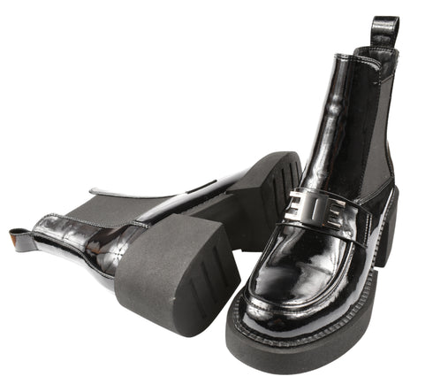 Ghete elegante, dama, EPICA, K350074 negru, piele lacuita, cu toc