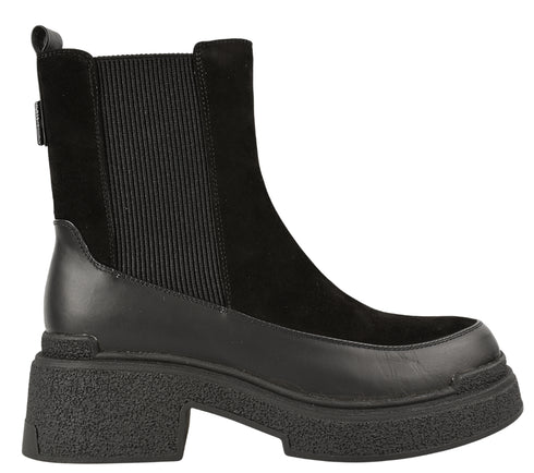 Ghete casual, dama, FEELING, H568-8770 negru, piele intoarsa