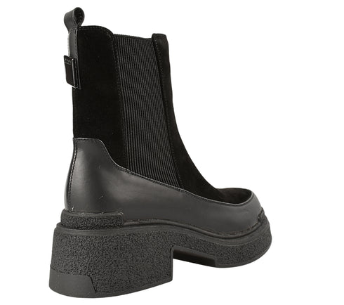 Ghete casual, dama, FEELING, H568-8770 negru, piele intoarsa