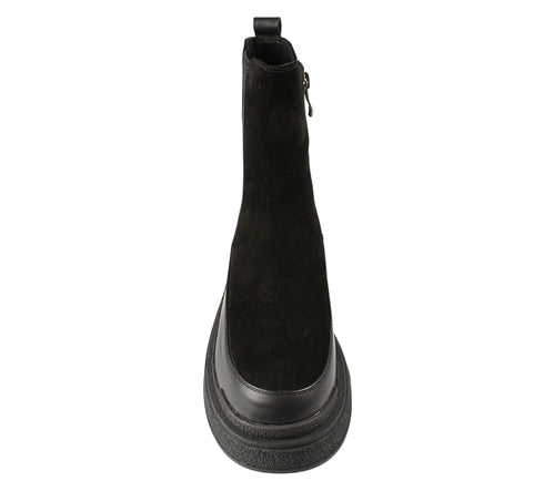 Ghete casual, dama, FEELING, H568-8770 negru, piele intoarsa