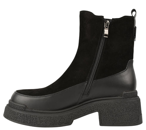 Ghete casual, dama, FEELING, H568-8770 negru, piele intoarsa