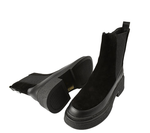 Ghete casual, dama, FEELING, H568-8770 negru, piele intoarsa