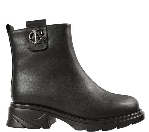 Ghete casual, dama, STEPHANO, 1102-5 negru, piele naturala, toc