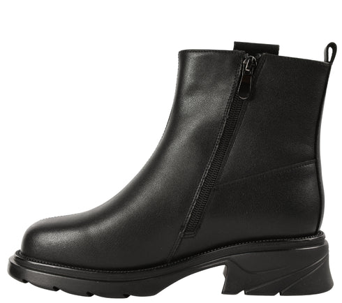 Ghete casual, dama, STEPHANO, 1102-5 negru, piele naturala, toc