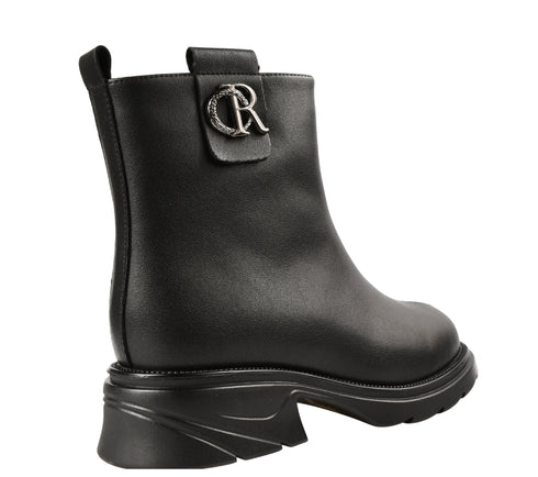 Ghete casual, dama, STEPHANO, 1102-5 negru, piele naturala, toc