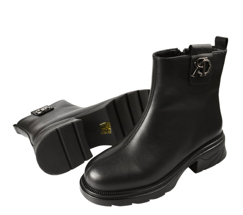 Ghete casual, dama, STEPHANO, 1102-5 negru, piele naturala, toc