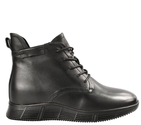 Ghete casual, dama, STEPHANO, 208969-1 negru, piele naturala, toc