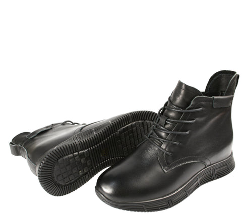 Ghete casual, dama, STEPHANO, 208969-1 negru, piele naturala, toc