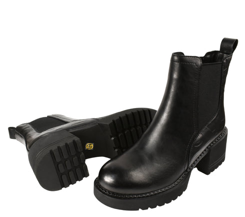 Ghete casual, dama, FORMAZIONE, 6801 negru, piele naturala, toc