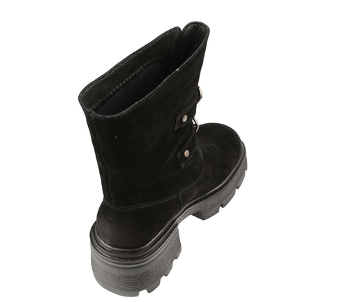 Bocanci casual, dama, FORMAZIONE, D28-7F negru, piele intoarsa