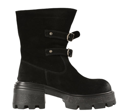 Bocanci casual, dama, FORMAZIONE, D28-7F negru, piele intoarsa