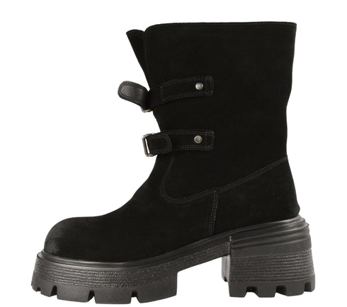 Bocanci casual, dama, FORMAZIONE, D28-7F negru, piele intoarsa