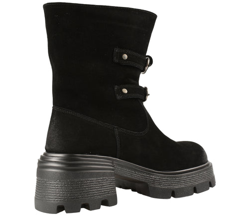 Bocanci casual, dama, FORMAZIONE, D28-7F negru, piele intoarsa