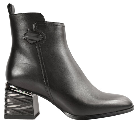 Ghete elegante, dama, EPICA, JY70027 negru, piele naturala, cu toc