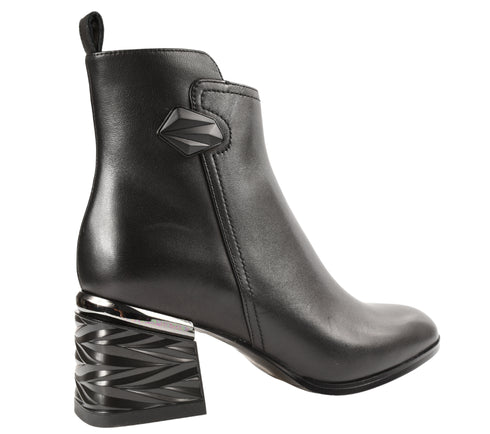 Ghete elegante, dama, EPICA, JY70027 negru, piele naturala, cu toc