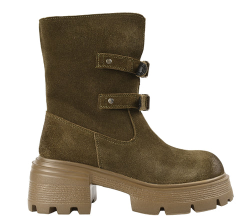 Bocanci casual, dama, FORMAZIONE, D28-7F kaki, piele intoarsa