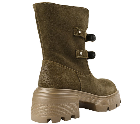 Bocanci casual, dama, FORMAZIONE, D28-7F kaki, piele intoarsa