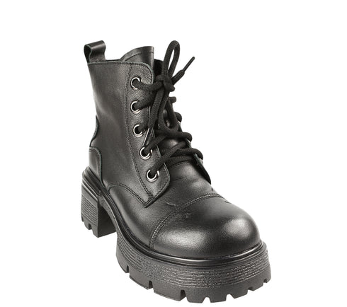 Bocanci casual, dama, BERLINER, D28X negru, piele naturala