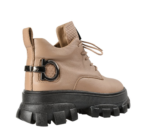 Ghete casual, dama, FORMAZIONE, D32912E bej, piele naturala