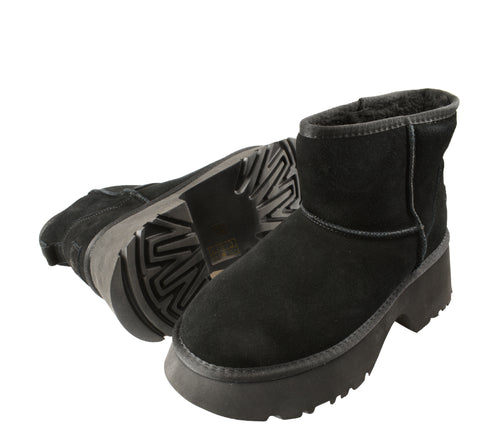 Ghete sport, dama, ANNA VIOTTI, D113-7, negru, piele intoarsa