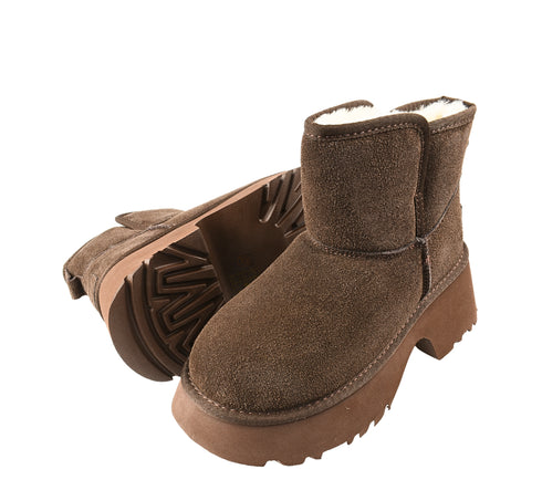 Ghete sport, dama, ANNA VIOTTI, D114-KHB08, maro, piele intoarsa