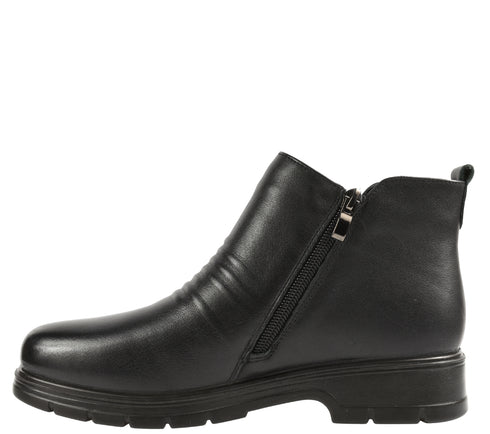 Ghete casual, dama, FORMAZIONE, 76-76 negru, piele naturala