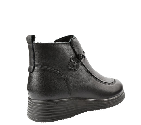 Ghete casual, dama, FORMAZIONE, 8862 negru, piele naturala