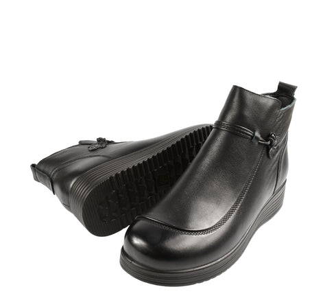 Ghete casual, dama, FORMAZIONE, 8862 negru, piele naturala