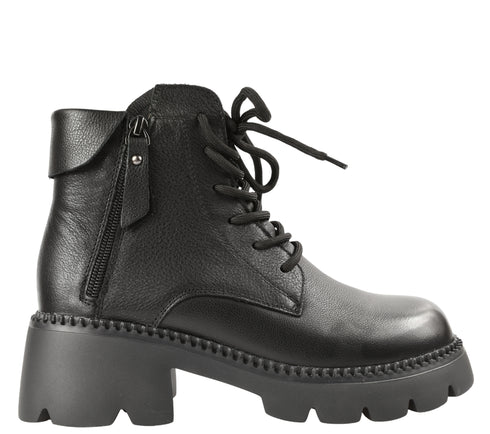 Ghete casual, dama, FORMAZIONE 8099-2, negru, piele naturala