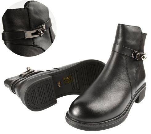 Ghete casual, dama, FORMAZIONE, 9570 negru, piele naturala