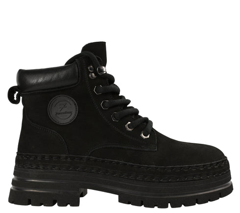 Ghete casual, dama, FORMAZIONE, X131 negru, piele intoarsa