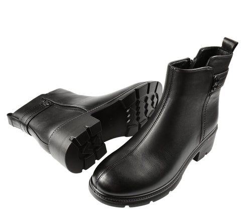 Ghete casual, dama, FORMAZIONE, 3713-66 negru, piele naturala, cu toc