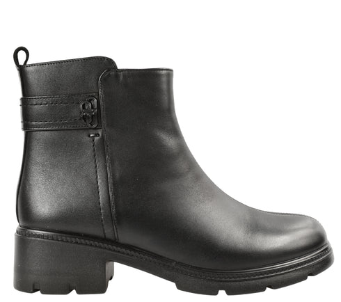 Ghete casual, dama, FORMAZIONE, 3713-66 negru, piele naturala, cu toc