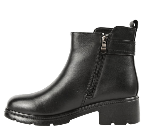 Ghete casual, dama, FORMAZIONE, 3713-66 negru, piele naturala, cu toc