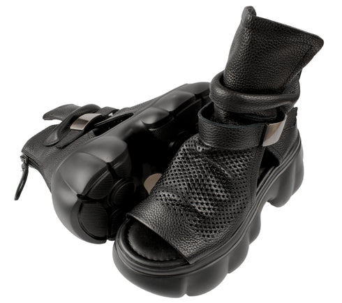 Ghete sport, dama, PASS COLLECTION, LY60006A negru, piele naturala