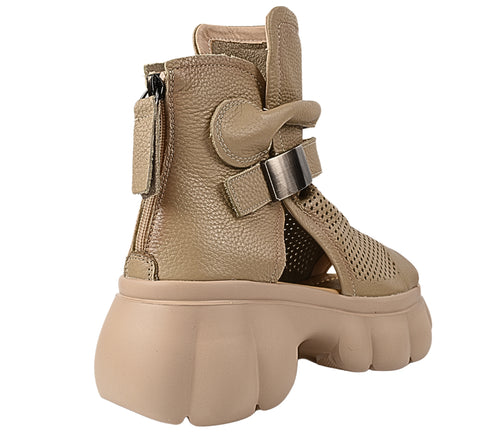 Ghete sport, dama, PASS COLLECTION, LY60006B bej, piele naturala