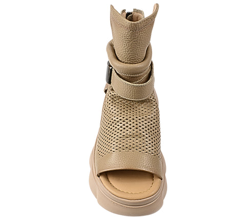 Ghete sport, dama, PASS COLLECTION, LY60006B bej, piele naturala