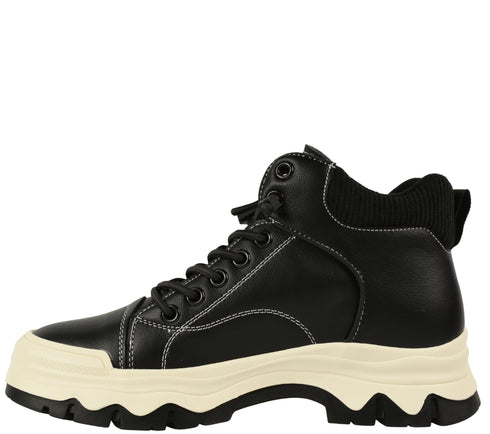 Ghete sport, dama, PASS COLLECTION, XA70001A negru, piele naturala