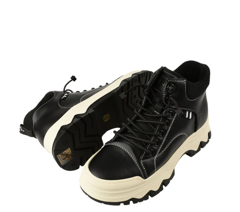 Ghete sport, dama, PASS COLLECTION, XA70001A negru, piele naturala